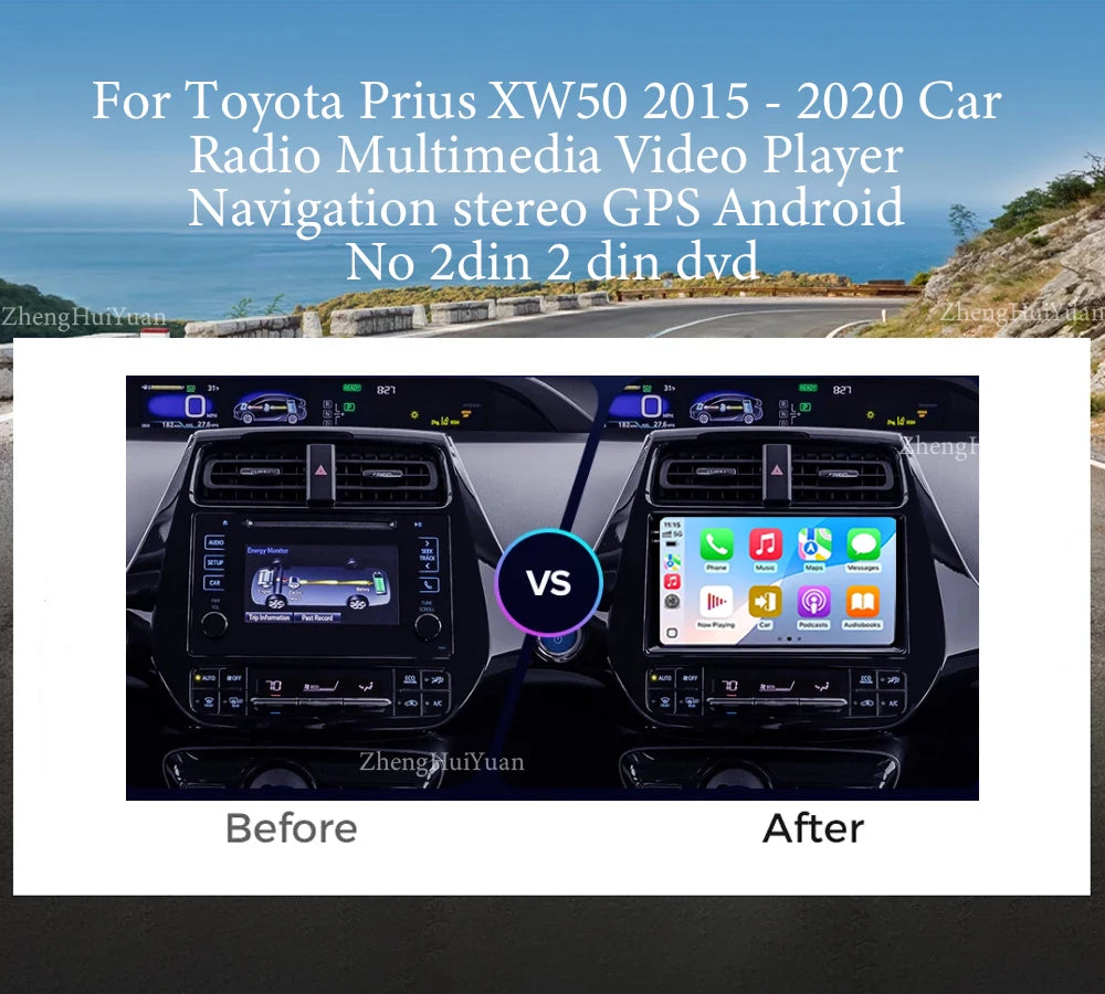 Android 14 Car Radio For Toyota Prius XW50 2015 - 2020 AI Voice Wireless Carplay Multimedia Video Player Navigation GPS Stereo