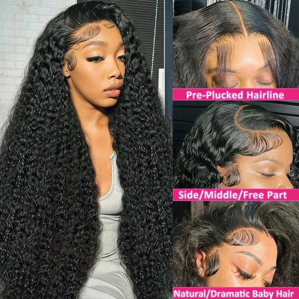 250 Density 360 Full Lace Wig Human Hair Pre Plucked Deep Curly Lace Front Human Hair Wig Curly HD Transparent Lace frontal Wig