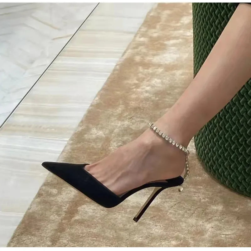 Luxury Crystal Sequined Women Pumps Elegant Thin High heels Spring Summer Fashion Chains Party Shoes Sexy Wedding Bridal Shoes