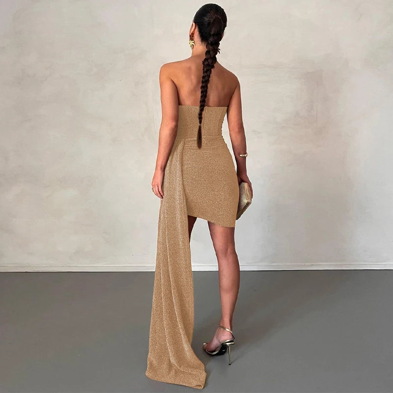Dulzura Bling Glitter Sexy Y2K Clothes Sleeveless Backless Corset Ruched Bodycon Mini Dress For Women Club Party Elegant Outfits