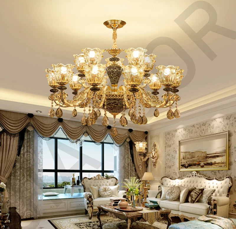 Chandelier Living Room Grand Luxury Crystal Lamp Dining Room Bedroom Decoration French Retro Chandelier Lighting Fixtures