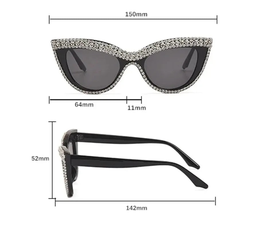 Flower Cat Eye Retro Rhinestones Sun Glasses for Women Elegant Fashion Men Trend Brand Designer Outdoor Party Shades Eyewear