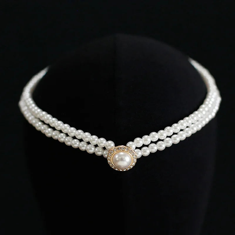 Luxury Vintage Three-layer Pearl Collar Choker, 2024 New In Trend Jewelry Fashion Woman's Choker Necklace on the Neck Party Gift