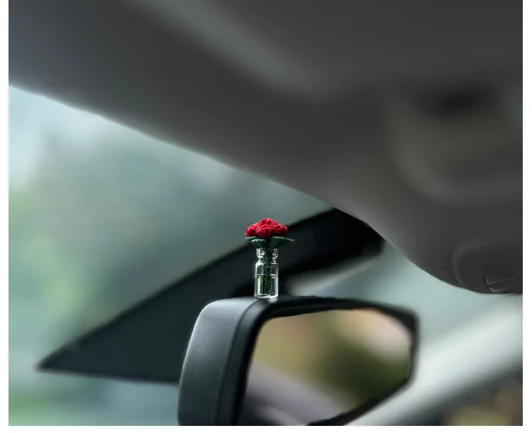 Dainty roses car center console window ornament mini cure car accessories ladies car personality beautiful interior ornaments