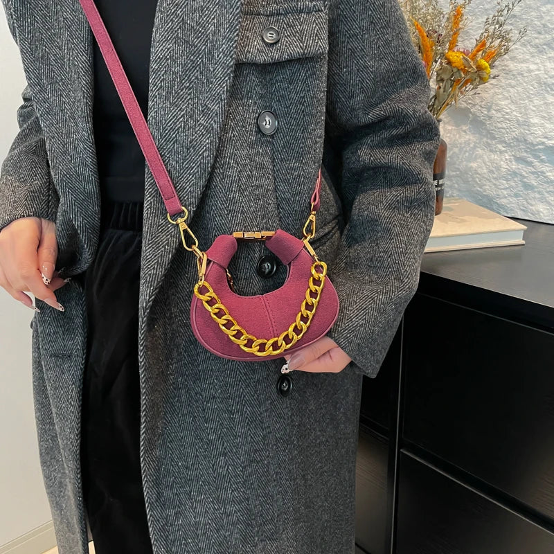 LEFTSIDE Mini PU Leather Saddle Shoulder Bag for Women 2024 Winter New Trend Y2K Handbags and Purses Females Crossbody Bags
