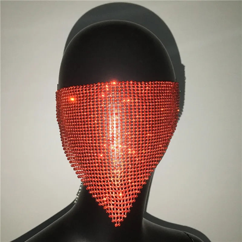 2024 NEW Crystal Masquerade Face Jewelry Women Party Accessories Fashion Fishing Net Metal Rhinestone Sequined Veil Body Jewel