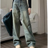 Retro Washed Vintage Jeans For Women In Autumn And Winter High Waisted Straight Leg Loose Wide Leg Pants Casual Pants