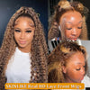 Bob Wig Deep Wave Highlight 13x4 Lace Front Human Hair Wig Honey Brown Blonde Water Wave Ombre 4/27 Transparent Lace Frontal Wig