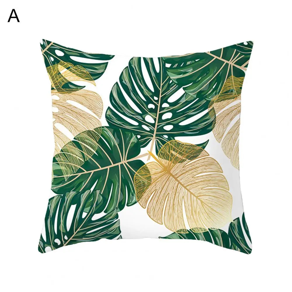 45cm Cushion Case Removable Polyester Green Plant Print Pillowcase Tropical Leaf Cactus Monstera Throw Cushion Cover Home Decor