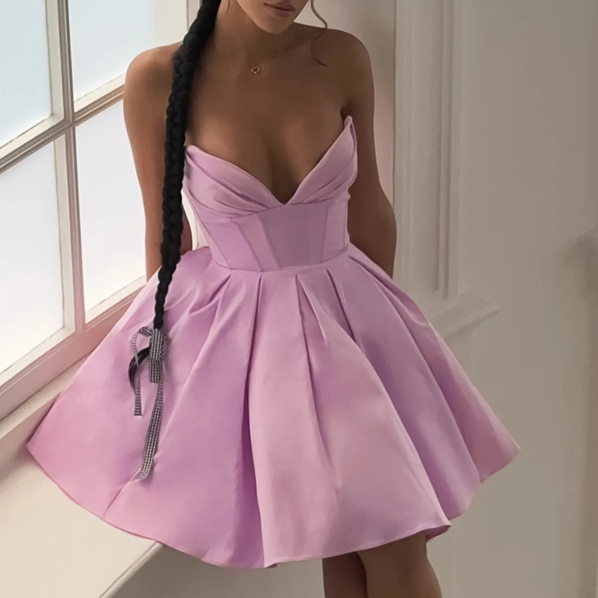 Mingmingxi Summer Wedding Guest Dresses for Women 2024 New Arrivals Purple Corset Sexy Dress Mini Elegant Fit and Flare Dress
