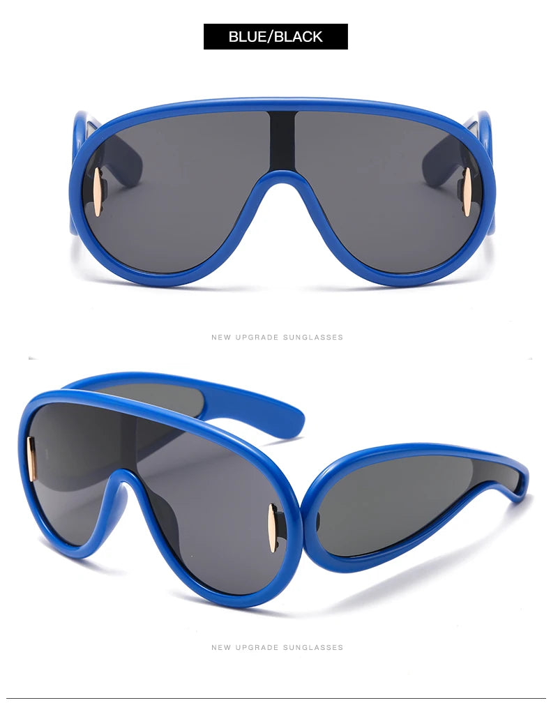 New Fashion Personality Hip Hop Cool Cyberpunk Sunglasses with Large Frame UV400 Anti UV Eyeglasses Oculos De Sol Feminino