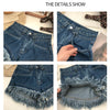 ITOOLIN Women Vintage Tassels Denim Shorts Button Loose High Waist A-line Jean Shorts Casual Women Office Trousers Streetwear