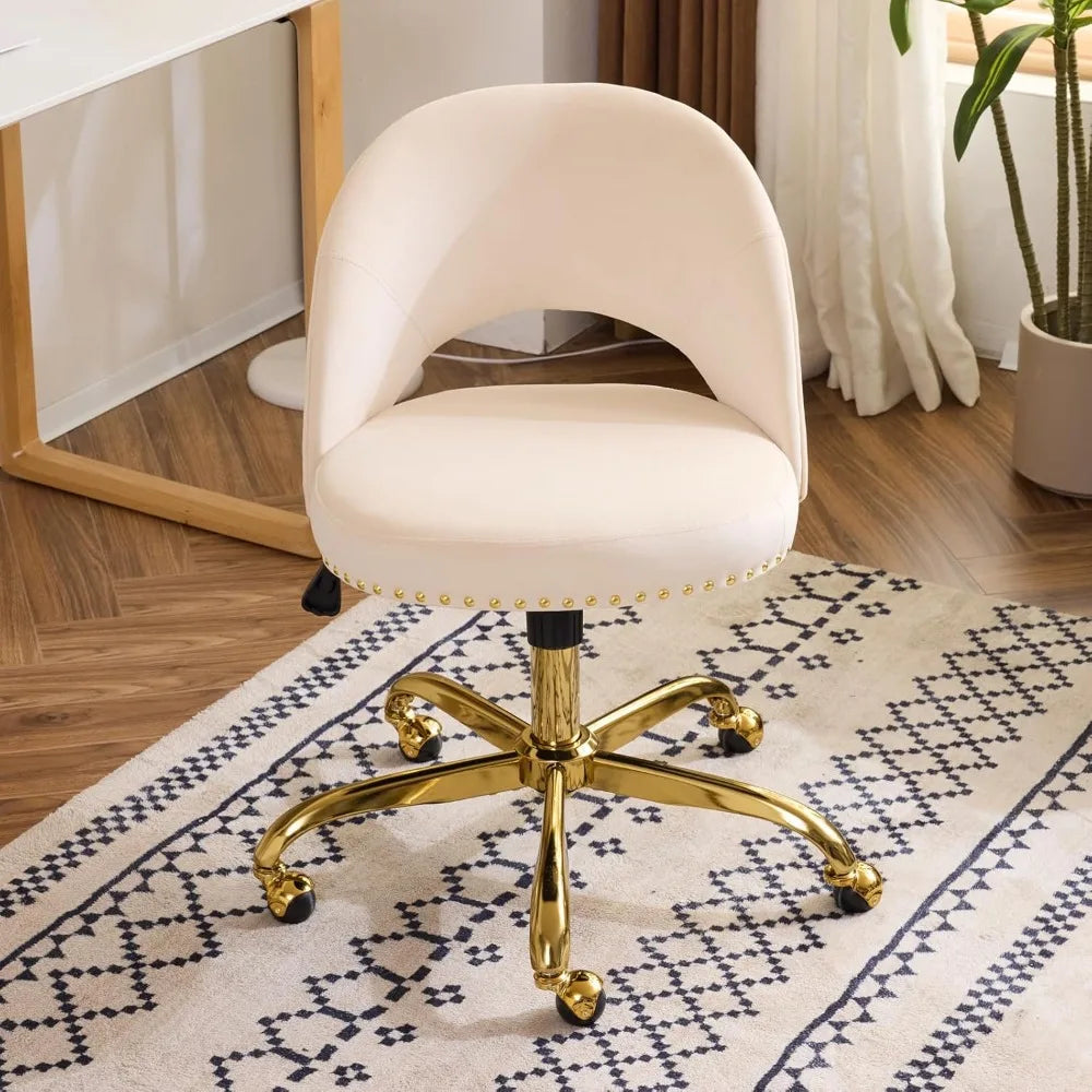 Cute Desk Chair with Wheels, Comfy Armless Swivel Vanity Task Chair for Women/Girl/Kids, Nail Tech for, Office Chairs