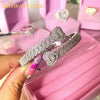 Iced Out Cuff Bangle Paved Setting Bling Cz Cubic Zirconia Wrist Cuban Chain Link Bracelets Fashion Hip Hop Jewelry for Women