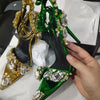 2024 Luxury Rhinestone Pointed Sandals Prom Super High Heel Sandals Slim Heel Dress Show Sandals Oversized 34-43 Women's Shoes