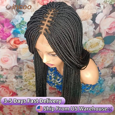 Synthetic Braided Wigs For Black Women Full Lace Wig Braid African Knotless Box Braids Hair Lace Front Wigs Cheap Cornrow Braids