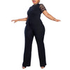 Elegant Jumpsuits & Rompers for Women O Neck Lace Patchwork Short Sleeve Sashes High Waisted Luxury Birthday Party Dinner Outfit
