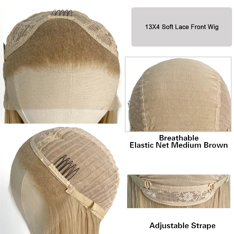 Synthetic Lace Front Wigs Ash Blonde Wavy Wig Soft Synthetic Hair Wig Frontal Lace Wigs Cosplay Daily Use Party Wigs