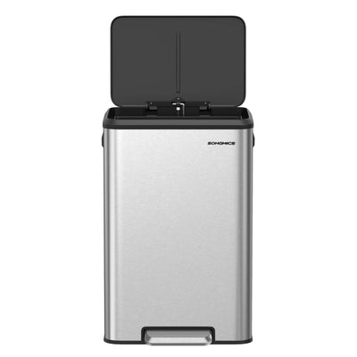 SONGMICS Kitchen Trash Can, 10.5-Gallon (40L) Garbage Can with Lid and Wide Foot Pedal, Soft Close and Stays Open