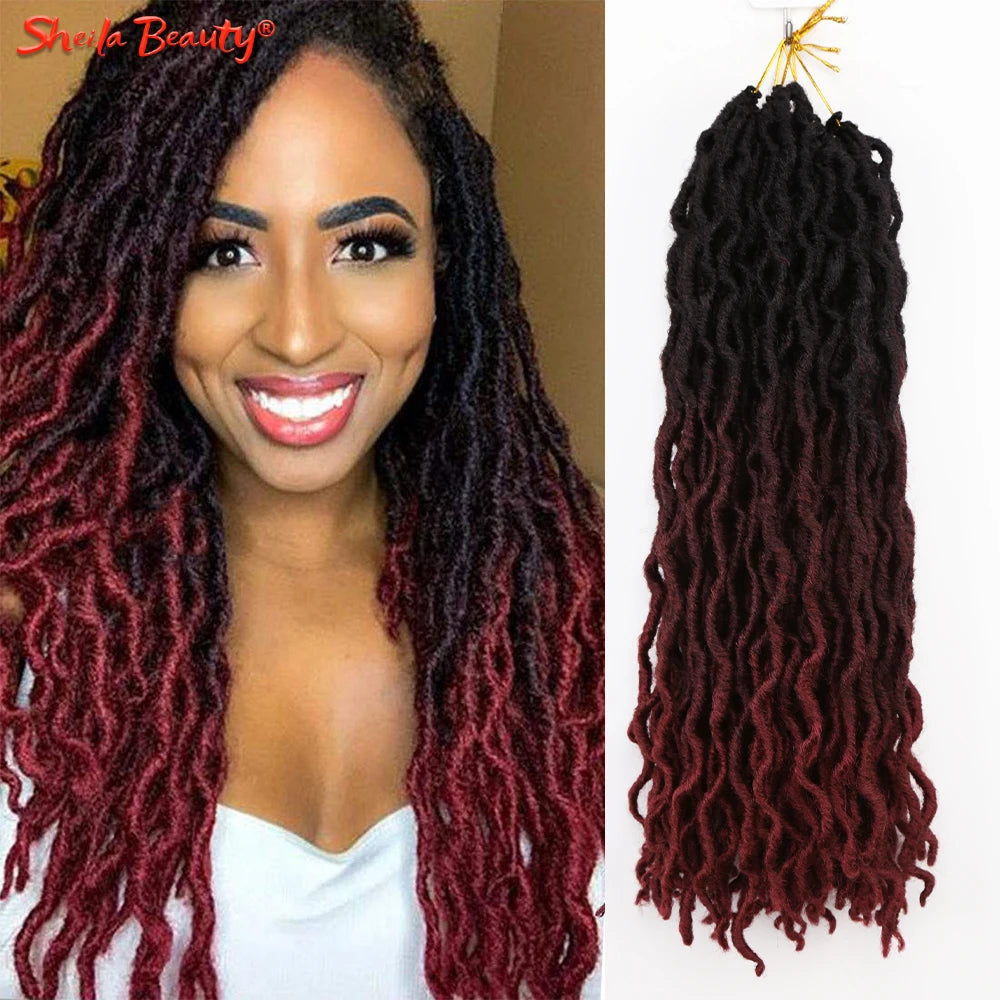 Goddess Faux Locs Crochet Hair Soft Curly Dreadlocks Hair Extensions Synthetic Braiding Hair Ombre Crochet Locs Wholesale Braids