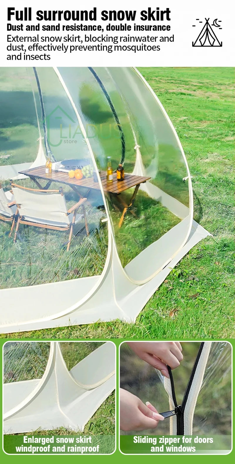 Transparent Dome Tent Camping Tent Outdoor Waterproof 4-8 Person Transparent Mushroom Tent For Wild Trips Hiking SurvivalOutdoor