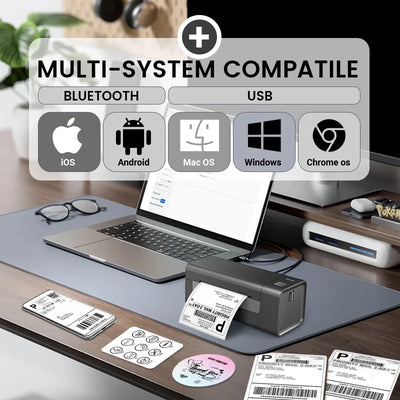 Bluetooth Thermal Label Printer Small Wireless Shipping Label Printer 4X6 inch Portable Maker Compatible with Various systems