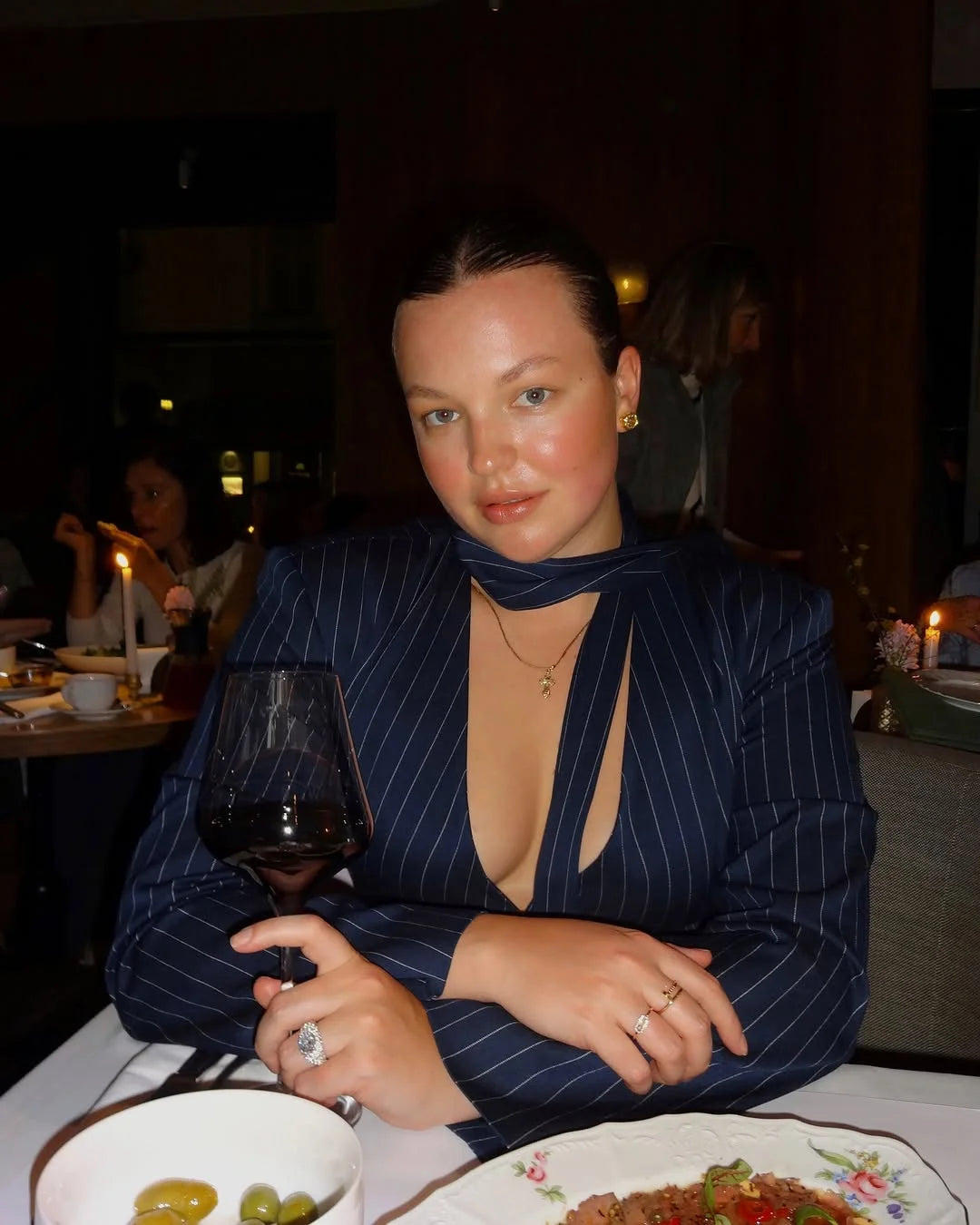 Tossy Elegant Female Striped Suit Coat For Women Scarf Lace-Up Patchwork V-Neck Long Sleeve Luxury Outwear Female Jackets Coat