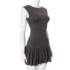 Women's Solid Pleated Short Dress Sleeveless O-neck Fashion Elegant Simple Mini Bodycon Dresses Slim Street Casual Party Holiday