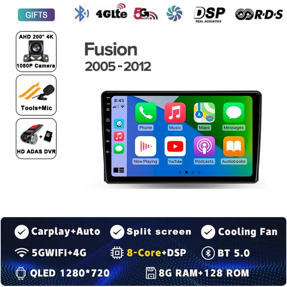 For Ford Fusion 1 2005 - 2012 Android 14 Carplay Auto Car Radio Multimedia Video Player Navigation GPS  No 2Din 2 Din DVD DSP 4G