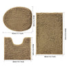 3-piece bathroom chenille floor mat, absorbent anti slip bathroom carpet, bathroom U-shaped foot mat, toilet lid, TPR anti slip