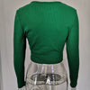 Autumn Winter Ribber Knitted T Shirts Women Green Spring Cut Out White Basic Long Sleeve Crop Tops Casual Tees