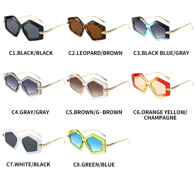 New Unique Women Fashion Sunglasses Retro Unique Lens Special Shades UV400 Men Punk Oversized Sun Glasses UV400