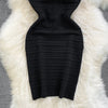 White/Black Sexy Summer Knit Strap Dress Women Tank V Neck Elatic Waist Bodycon Sundress Female Beach  Midi Dress