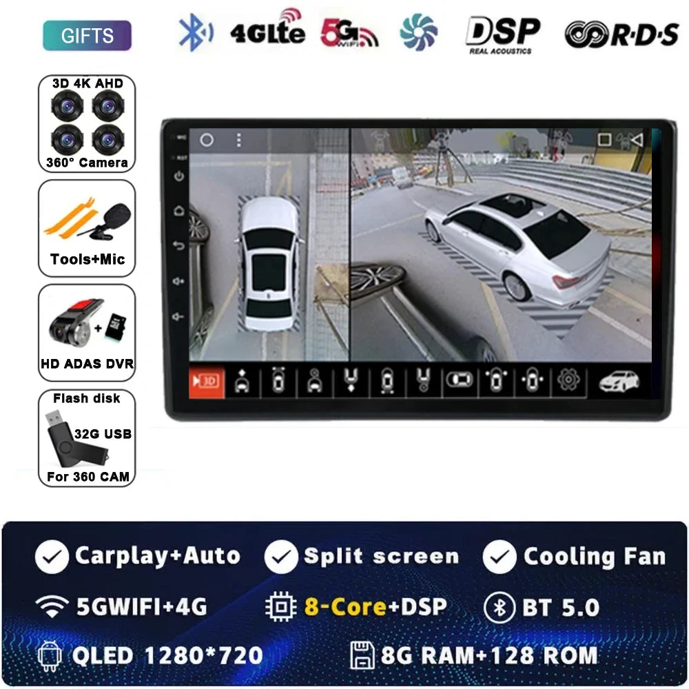 Android 14 For Audi A4 II 2 B6 III 3 B7 2000 - 2009 S4 2002 - 2008 RS4 2005 - 2009 Car Radio Multimedia Video Player Navigation