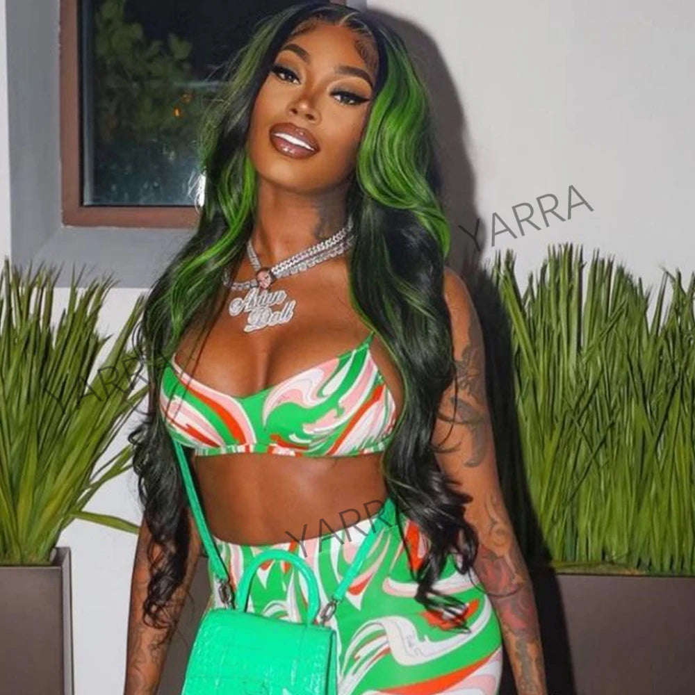 Highlight Green Colored 6X4 Lace Closure Wig Pre Plucked Glueless Human Hair Wigs For Women 200% Body Wave 13x4 Lace Frontal Wig