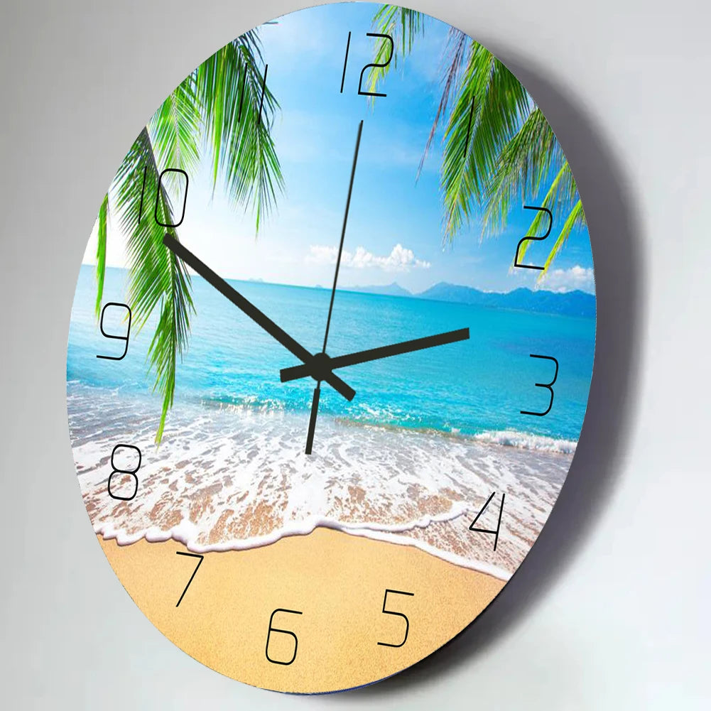 Funny Frog Acrylic Wall Clock Beach Starfish Record Marble Cat Retro Wall Decoration Clocks for Living Room Bedroom Office Home