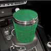 Crystal Diamond Car Ashtray Auto Portable Bling Cigarette Smokeless with LED Light Indicator Car Accessories for Women