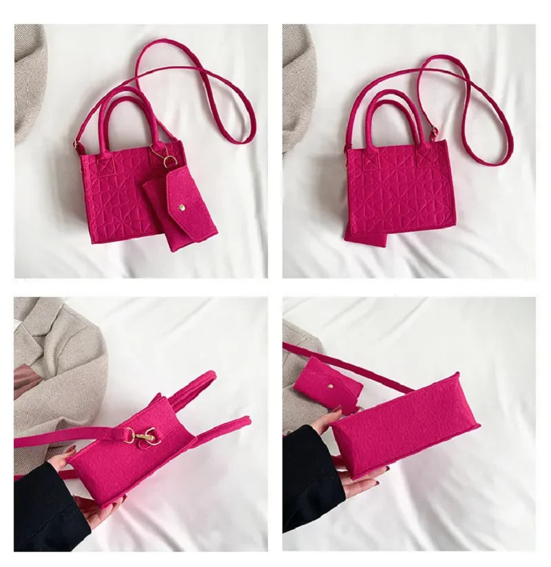 New Zipper Messenger Bag Solid Color Felt Women Shoulder Bag Luxury Designer Handbag Casual Crossbody Bags for Women