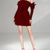 TWOTWINSTYLE Solid Patchwork Appliques Sexy Mini Dresses For Women Strapless Long Sleeve Slimming Evening Party Dresses Female