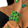 Bling Crystal Exaggerated Hand Bangle Water Drop Design for Women Fashion Show Rhinestone Bracelet Bangle Wedding Jewelry