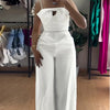 Spring New Jumpsuit Women Bandeau Beaded Spaghetti Strap Bowknot Design Ruched Slim Fit Elegant Wide-Leg Overall Female Jumpsuit