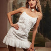 Elegant Womens White Floral Chic Mini Dress Patchwork Pleated Short Dresses Casual Black Evening Party Dresses Birthday Summer
