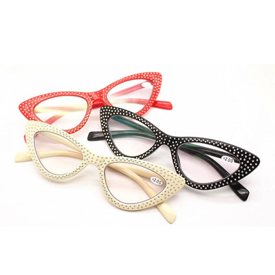 Cat Eye Reading Glasses Women Men Lightweight Diamond Presbyopic Eyeglasses Hyperopia Optical Spectacle Female Goggle