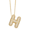 FLOLA Chunky Clear Crystal Initial Necklaces For Women Bubble Letter Necklace Custom Name Jewelry Birthday Gifts nkeb798