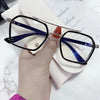 NEW Double Bridge Square Anti-blue Light Glasses Women Men Vintage Transparent Computer Glasses Oversize Frame Eyeglasses