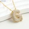 SUNSLL Cubic Zircon A-Z 26 Bubble Letter Necklace 2 Sizes Gold Plated M Chunky Balloon Initials Pendant Women Chain Jewelry 2024