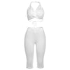 Nibber Sexy See Through Women 2 Piece Set Summer Trend Mesh Thin Whip Halter Tank Tops+Wide Waist Shorts Matching Street Outfits