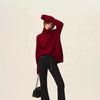 Turtleneck 100% cashmere sweater women loose thickening age reduction niche vintage red crewneck sweater women long sleeves