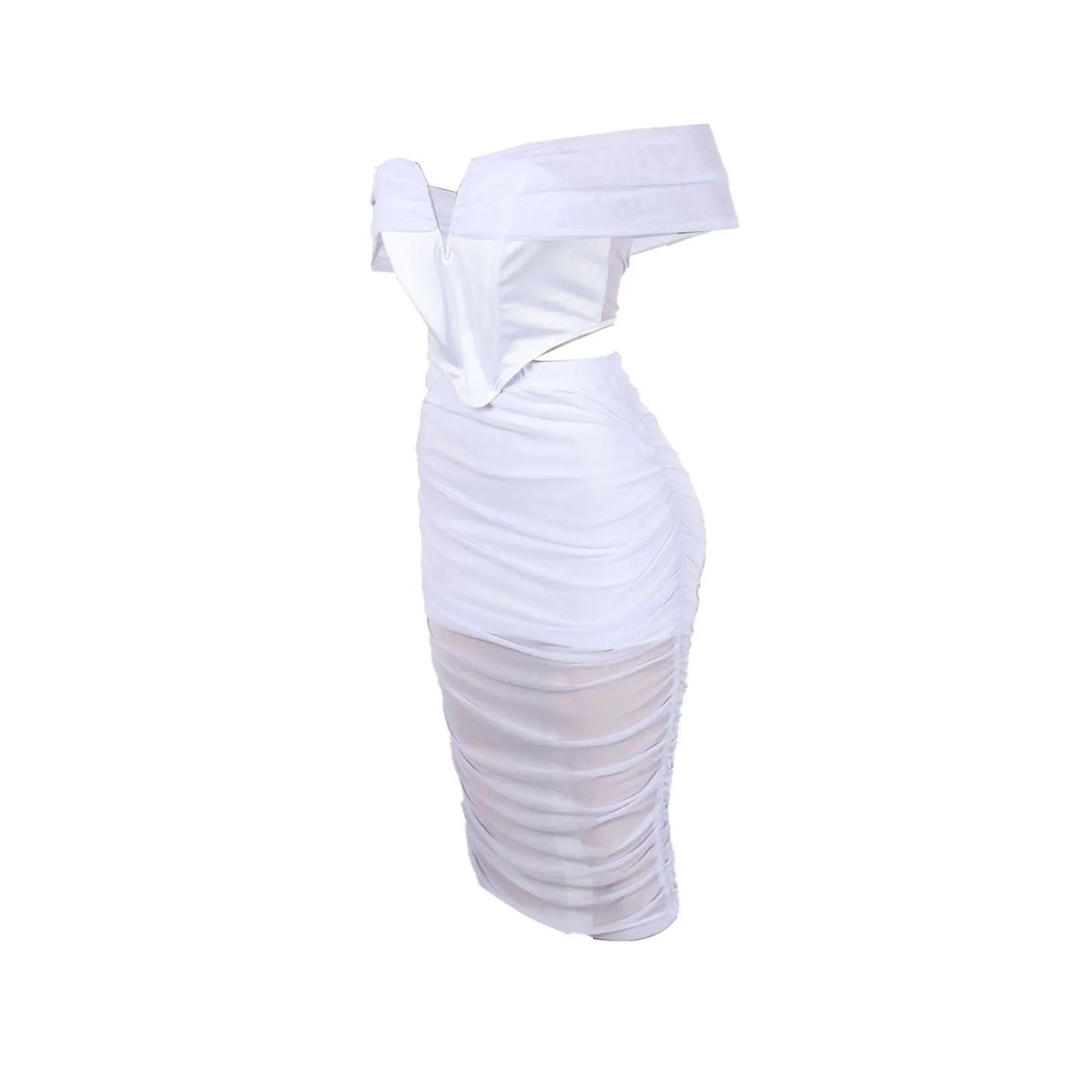 S10632 Sexy Slimming Mesh Splice Bum Covering Visibility Elastic Off-Shoulder 2-Piece Set European And American Style