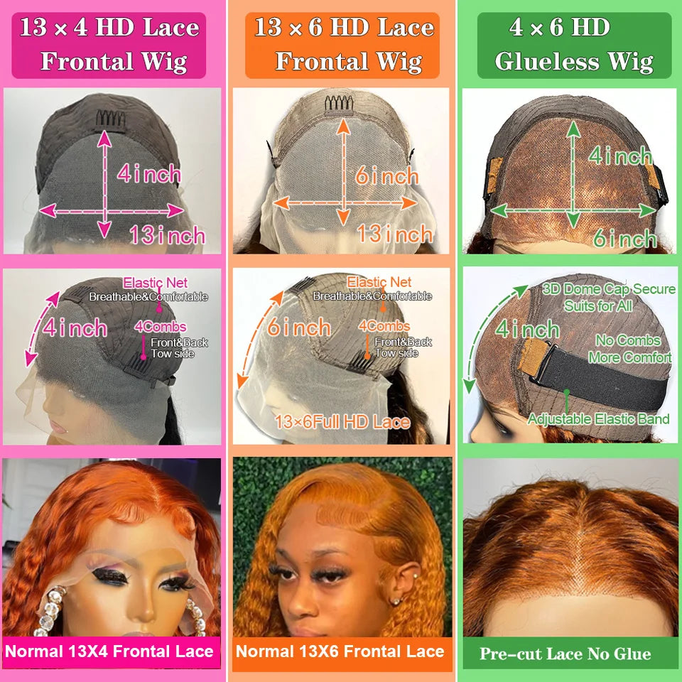 13x6 Hd Deep Wave Lace Frontal Wig Chocolate Brown Remy Human Hair Lace Frontal Wig 180% 13x4 Curly Lace Front Human Hair Wigs